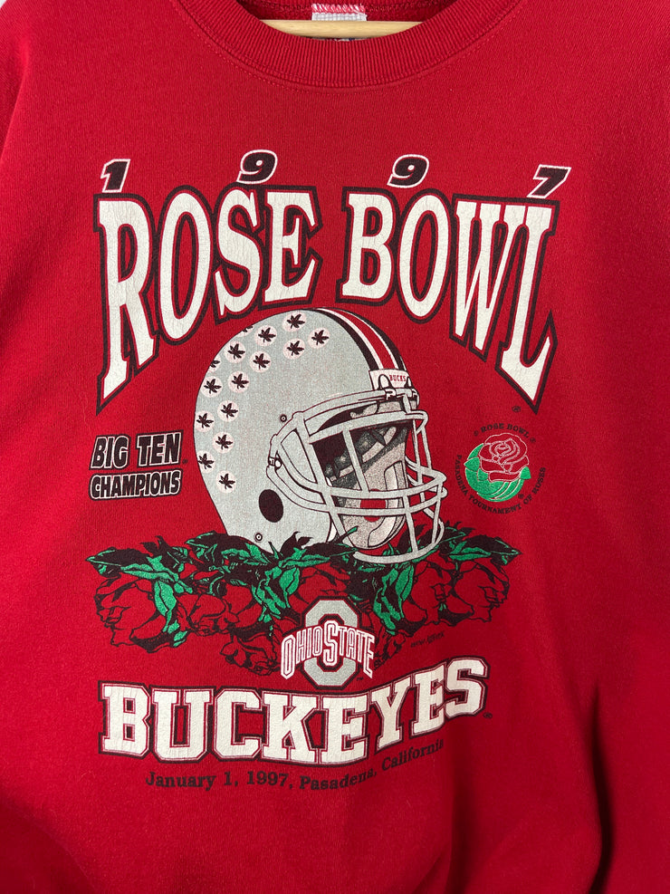 Vintage 90s Ohio State Buckeyes Rose Bowl Football Red Crewneck