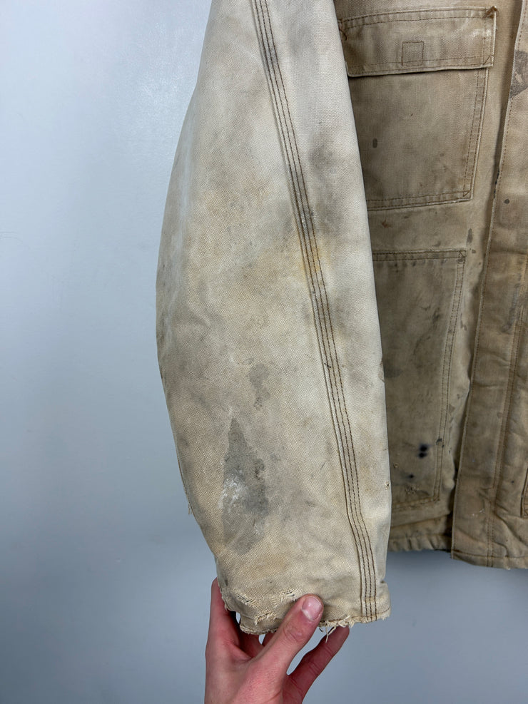 Vintage 90s Carhartt Arctic Blanket Lined Beige Work Jacket