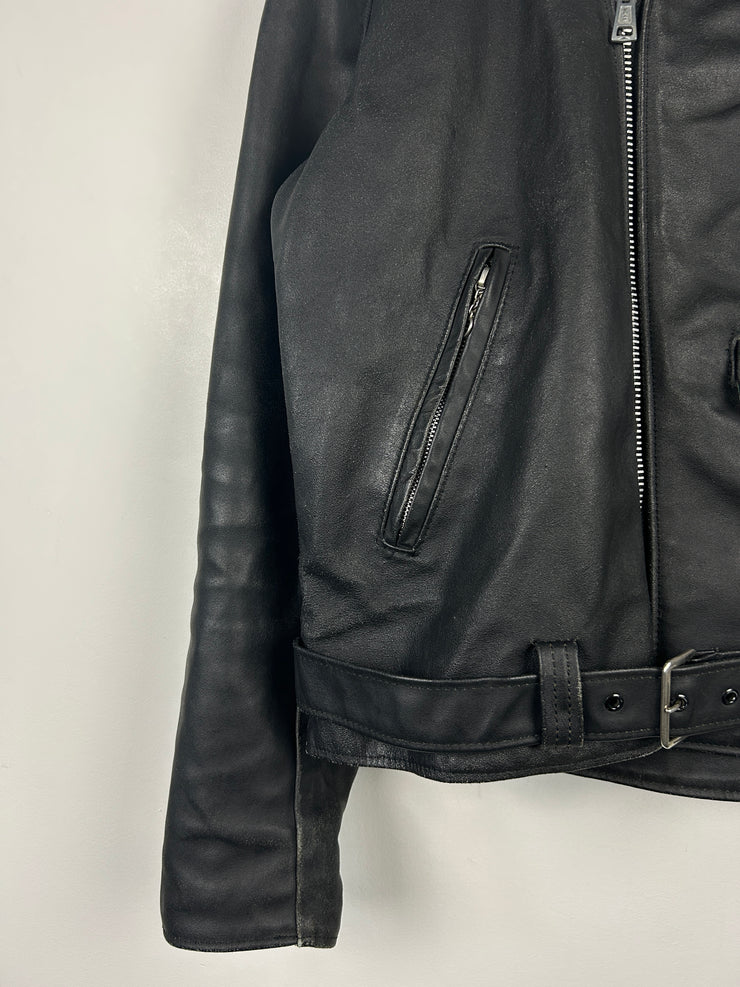 Vintage 80s Sears The Leather Shop Black Motorcyle Moto Black Leather