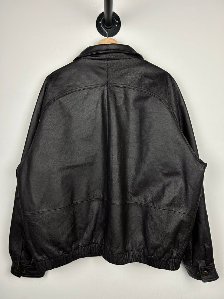 Vintage St. Johns Bay Brown Cropped Leather Bomber Jacket