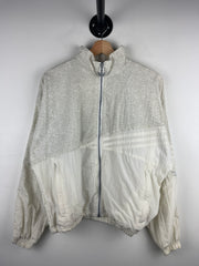 Vintage 90s Adidas Trefoil 3 Stripe White Windbreaker