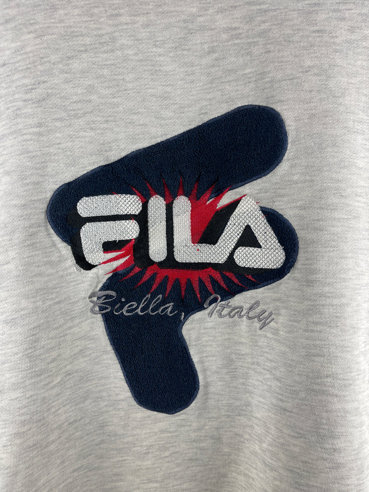 Vintage 90s Fila Biella Italy Embroidered Grey Crewneck