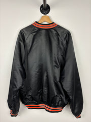 Vintage 80s NFL Chalk Line Cincinnati Bengals Black Satin Bomber Jacket