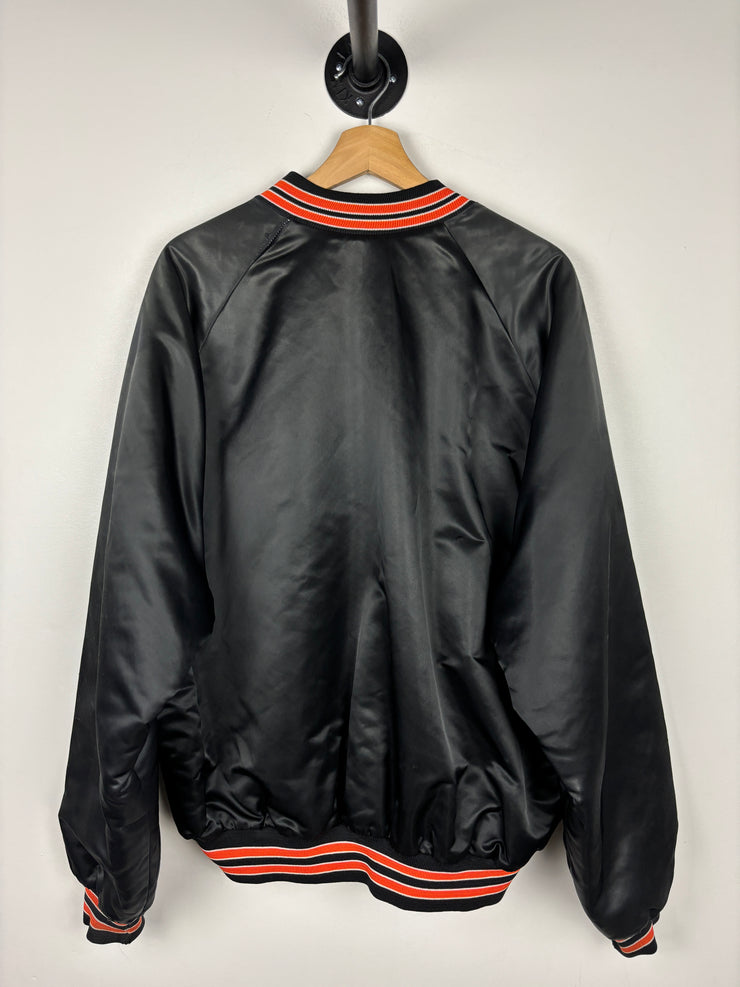Vintage 80s NFL Chalk Line Cincinnati Bengals Black Satin Bomber Jacket