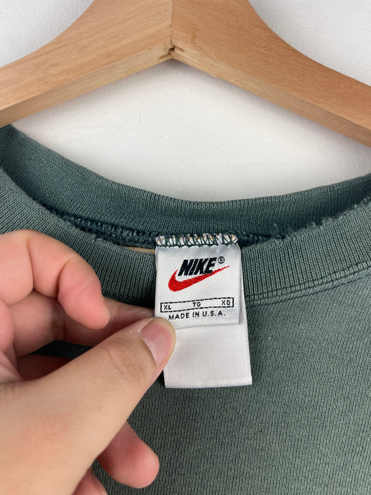 Vintage 90s Nike Mini Swoosh Tonal Green Crewneck
