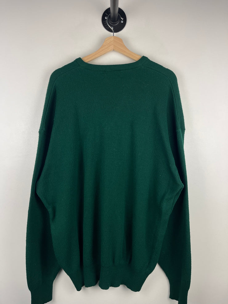 Vintage 90s Izod Golf Green Knit V Neck Sweater