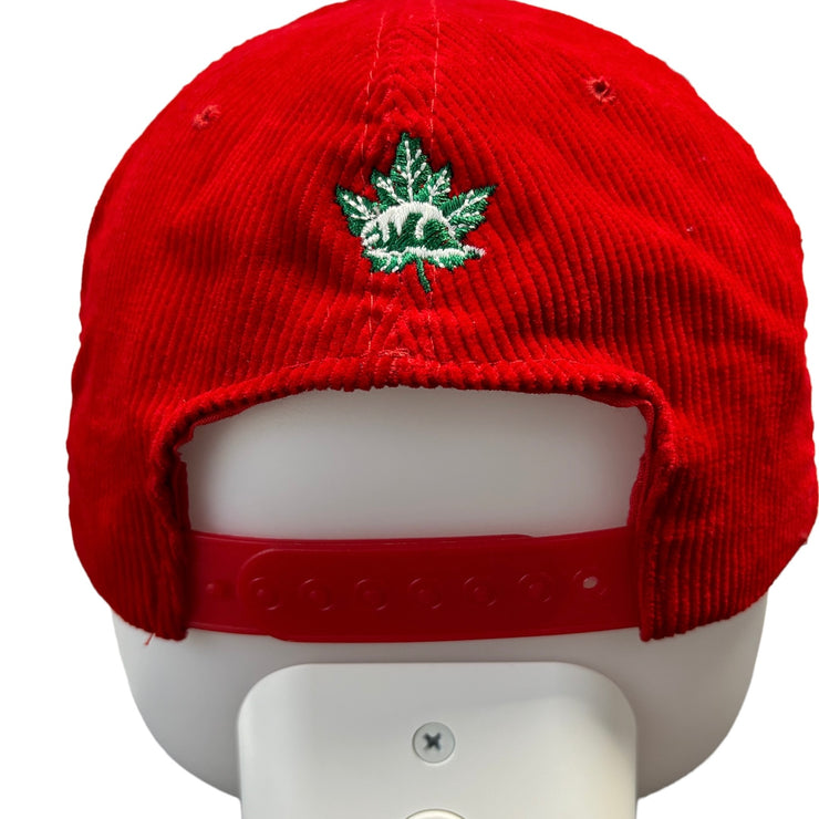 Vintage 90s Sleeman Beer Corduroy Red Snapback Hat