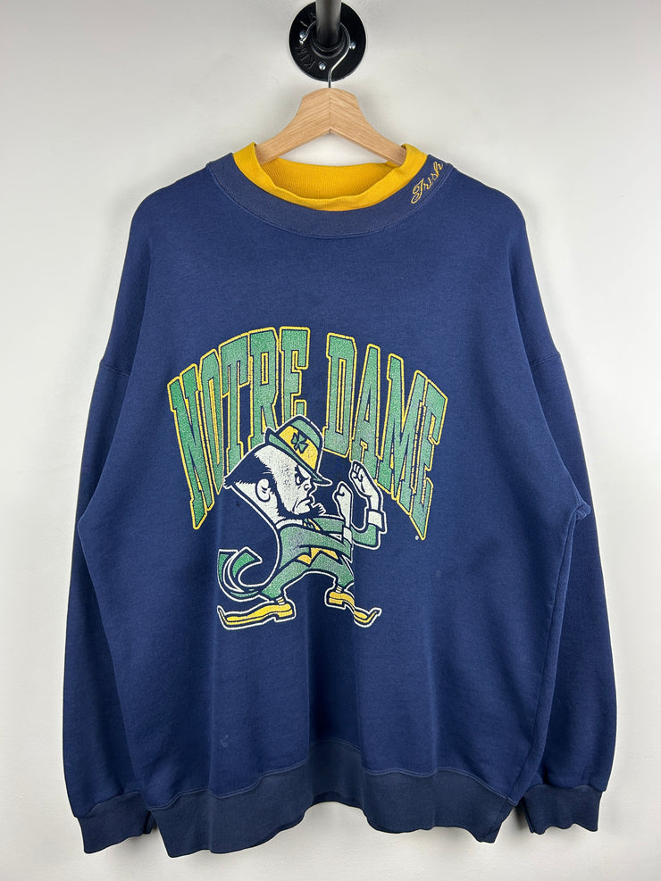 Vintage 90s Notre Dame Fighting Irish Navy Crewneck