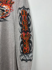 Vintage Bike Week Daytona Beach Flames Grey Long Sleeve