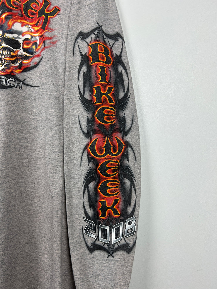 Vintage Bike Week Daytona Beach Flames Grey Long Sleeve