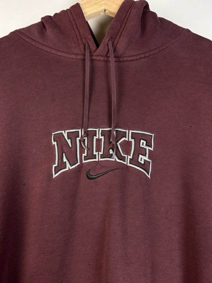 Vintage Y2K Nike Spellout Burgundy Hoodie