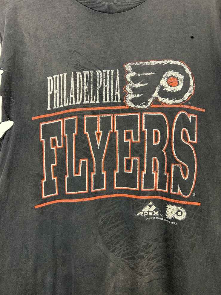 Vintage 90s NHL Philadelphia Flyers Black Thrashed Cut Off Tank Top