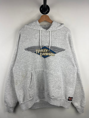 Vintage 90s Harley Davidson Zanesville Ohio Grey Hoodie