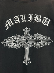 Chrome Hearts Floral Cross Neck Spellout Malibu Black Tee