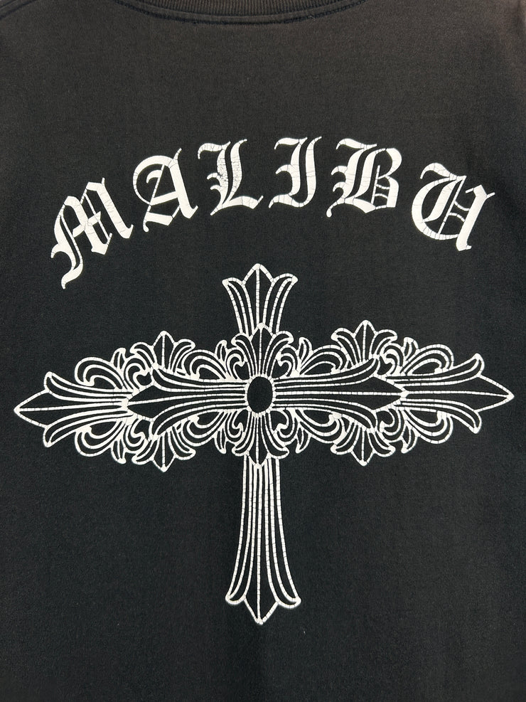 Chrome Hearts Floral Cross Neck Spellout Malibu Black Tee