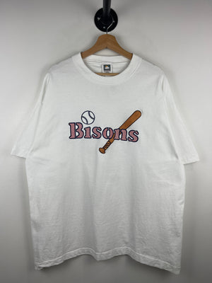 Vintage 90s MiLB Buffalo Bisons Embroidered White Tee