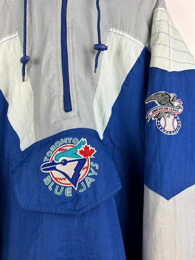 Vintage 90s MLB Starter Toronto Blue Jays Blue Insulated Pullover Quarter Zip Jacket