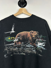 Vintage 90s Wilderness Bear Black Crewneck