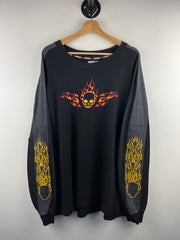 Vintage Y2K Snake Eyes Flaming Skull Black Long Sleeve