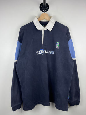 Vintage 2003 Scotland World Cup Rugby Navy Polo Rugby Long Sleeve