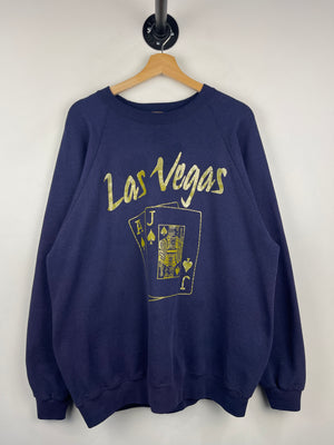 Vintage 90s Las Vegas Playing Cards Navy Crewneck