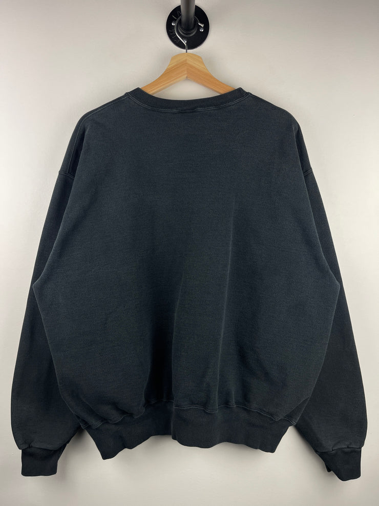 Vintage 90s Champion Spellout Embroidered Black Crewneck