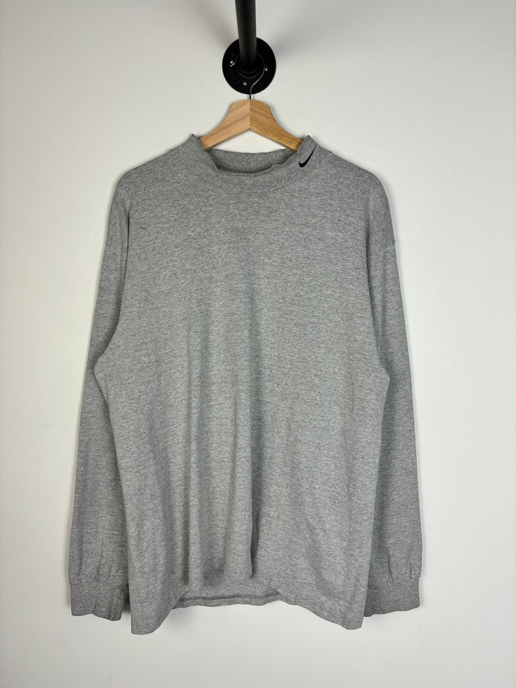 Vintage Y2K Nike Swoosh Grey Mock Neck Long Sleeve