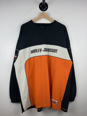 Vintage Harley Davidson Wisconsin Embroidered Black & Orange Long Sleeve