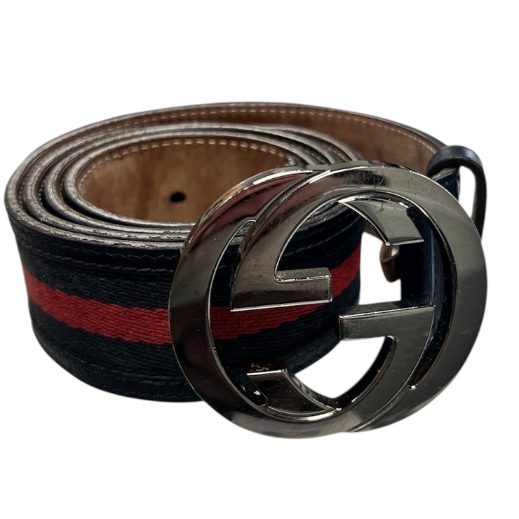 Gucci Interlocking Buckle Navy & Red Belt