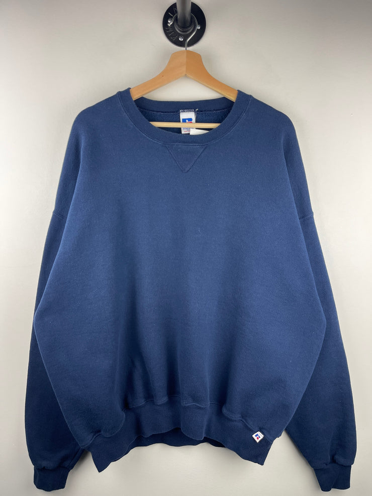 Vintage 90s Russell Athletic Blank Navy Crewneck