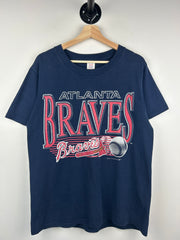 Vintage 90s MLB Logo 7 Atlanta Braves Navy Tee