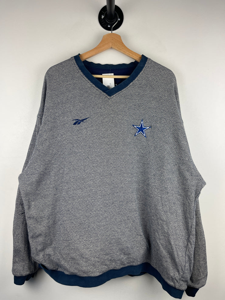 Vintage 90s NFL Reebok Dallas Cowboys Grey & Navy Reversible Pullover Windbreaker