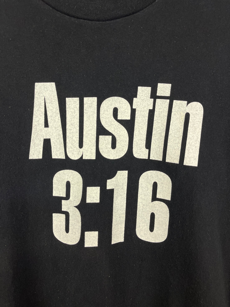Vintage 90s WWF Stone Cold Steve Austin 3:16 Skull Black Tee