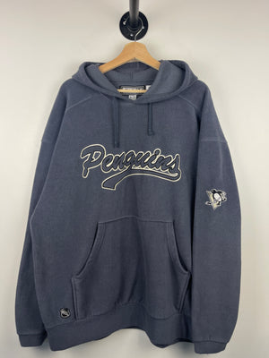 Vintage 90s NHL CCM Pittsburgh Penguins Grey Fleece Hoodie