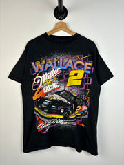 Vintage 90's Nascar Rusty Wallace Miller Racing All Over Print Black Tee