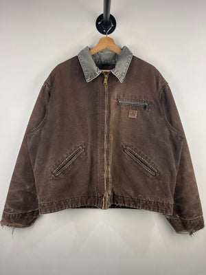 Vintage Carhartt Detroit Faded Brown Blanket Lined Work Jacket J97 DKB