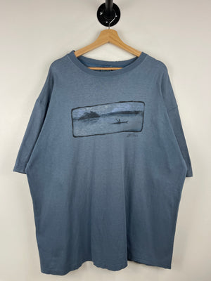 Vintage 90s LL Bean Canoeing Harborside Blue Tee