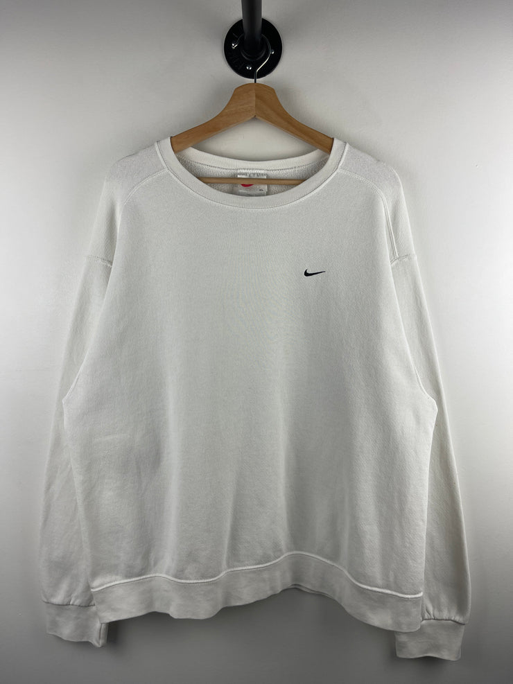 Vintage 90s Nike Mini Swoosh White Crewneck