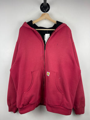 Vintage Carhartt Thermal Lined Red Zip Up Hoodie