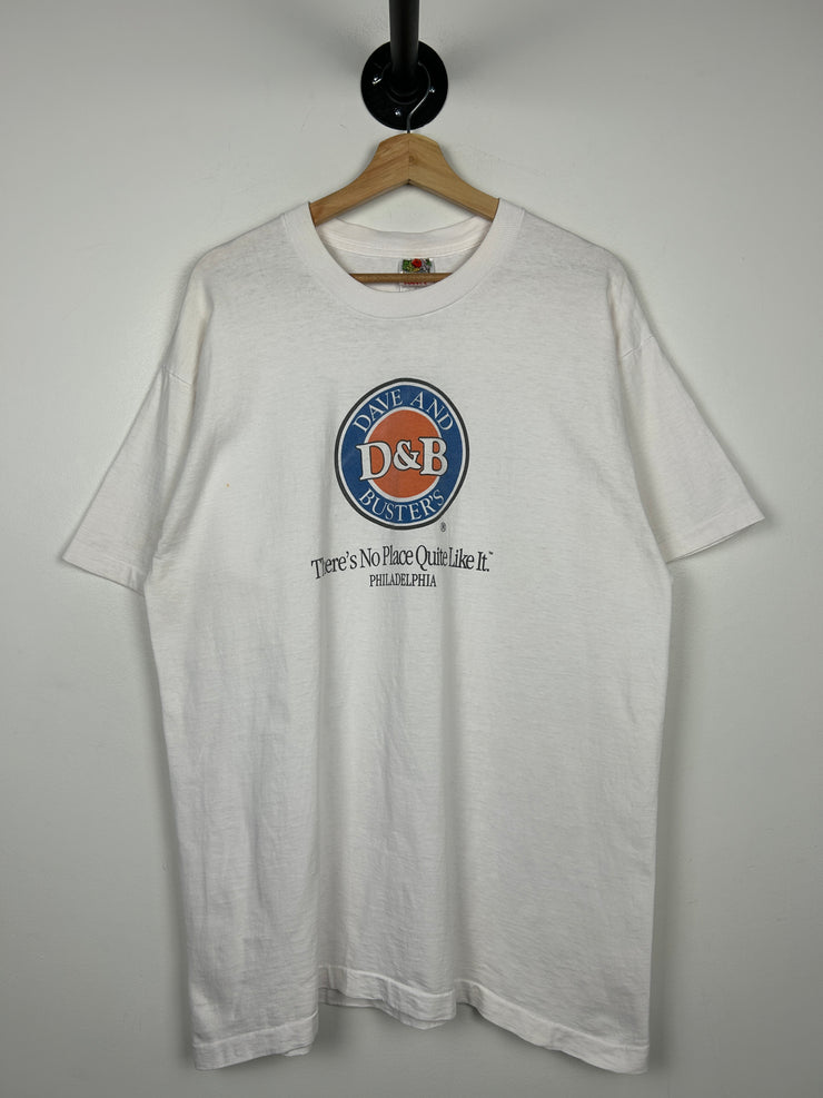 Vintage 90s Dave And Busters Philadelphia White Tee