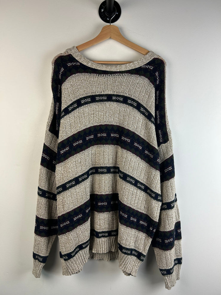 Vintage Y2K Town Craft Beige & Olive Knit Sweater