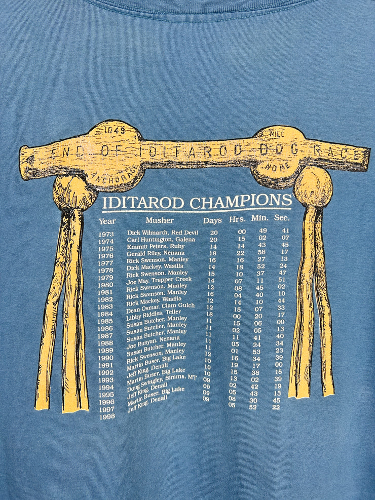 Vintage 90s Dog Sledding Blue Tee