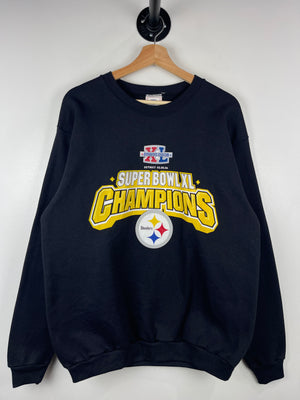 Vintage 2006 NFL Pittsburgh Steelers Super Bowl Champions Black Crewneck
