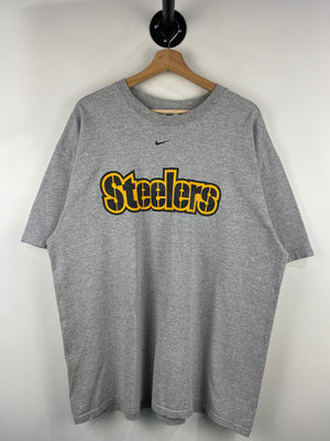Vintage 90s NFL Nike Pittsburgh Steelers Middle Swoosh Grey Tee