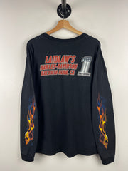 Vintage Harley Davidson Flames Skull California Black Long Sleeve