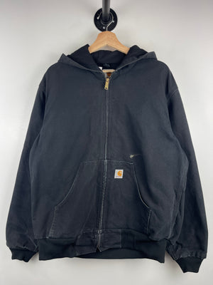 Vintage Carhartt Active Thermal Lined Black Hooded Work Jacket J131 BLK