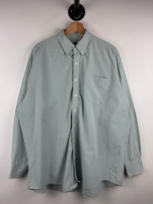 Vintage Nautica Plaid Green & White Button Up Long Sleeve Shirt