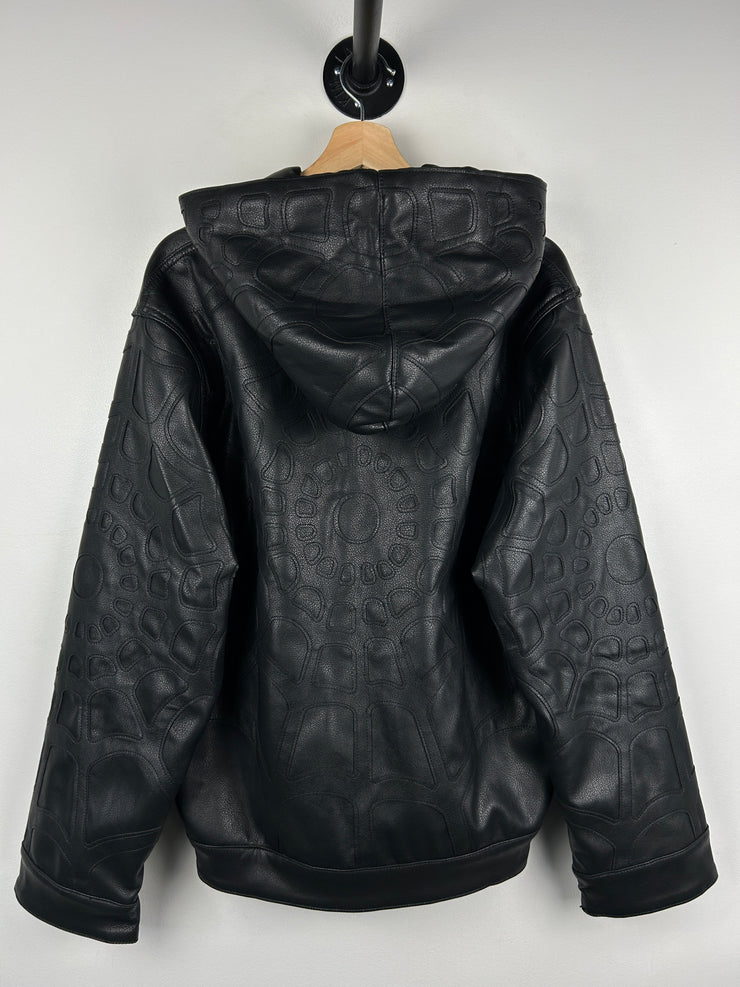 Revenge Spider Web Black Leather Jacket