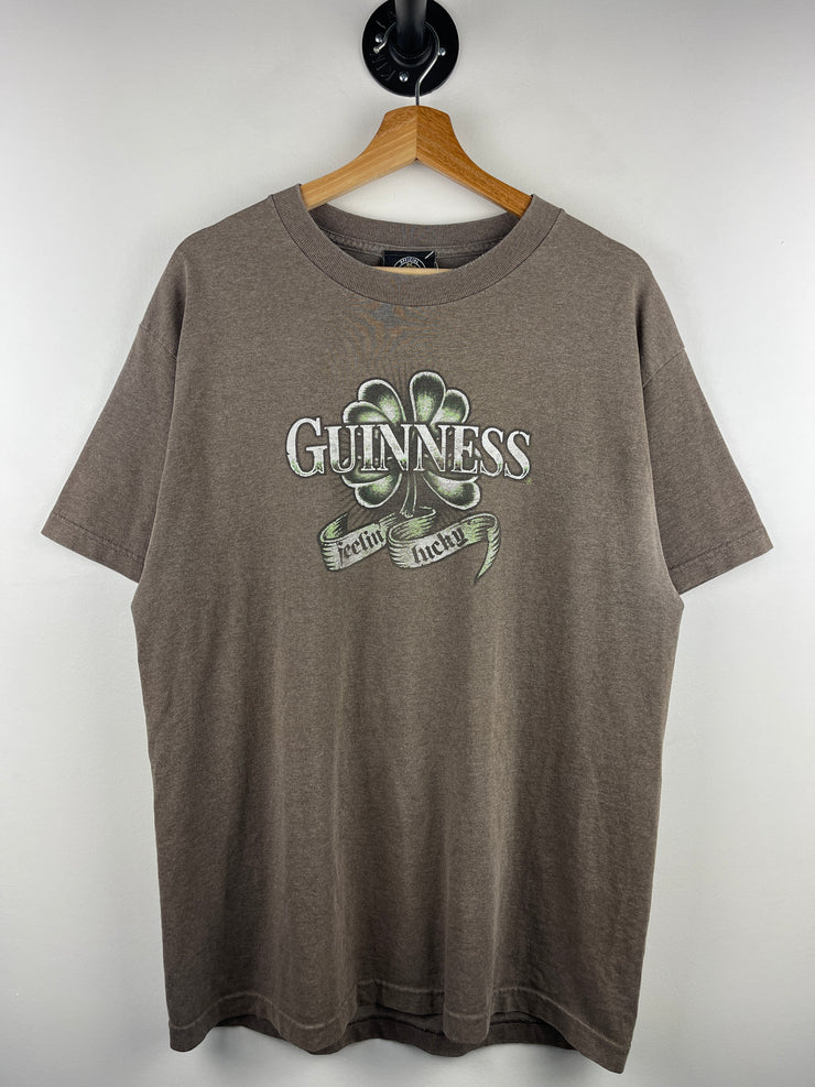 Vintage Guinness Beer Feelin Lucky Brown Tee