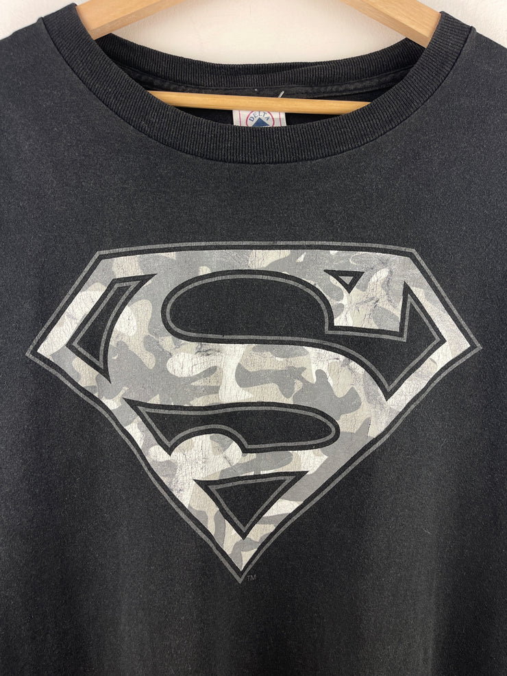 Vintage Superman Camo Logo Black Tee